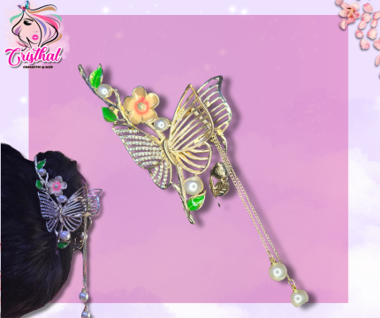 GANCHO DE METAL MARIPOSA Y FLOR